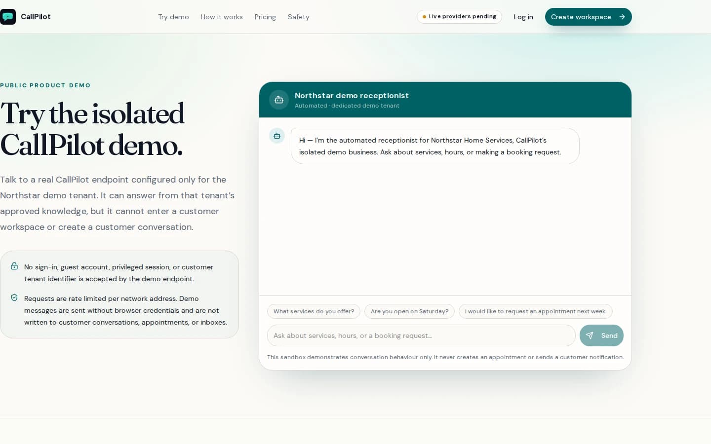 CallPilot automated web receptionist interface and dashboard